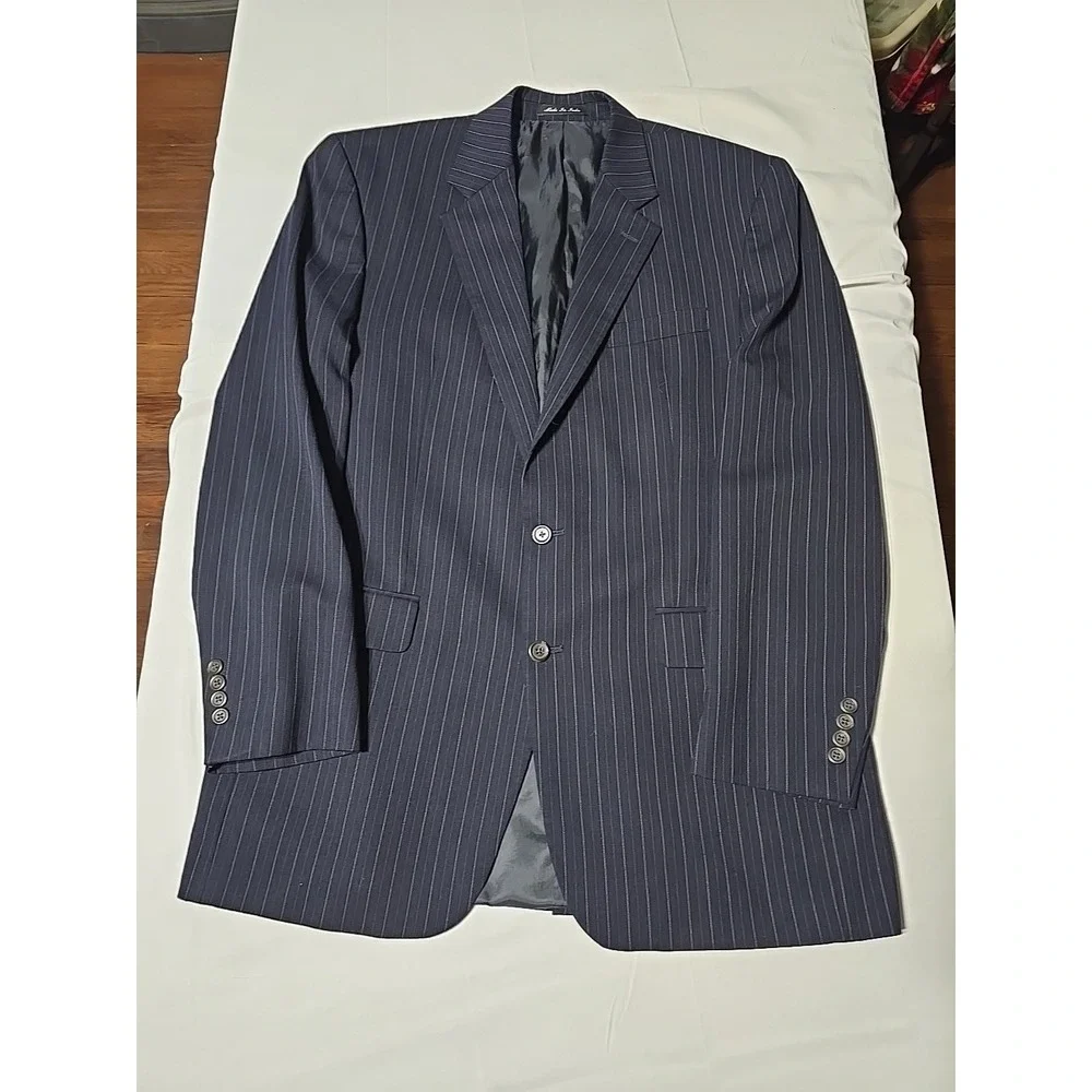 Chaps Ralph Lauren Blue Pin Stripe Men's  WOOL SPORT COAT 42L blazer suit jacket
